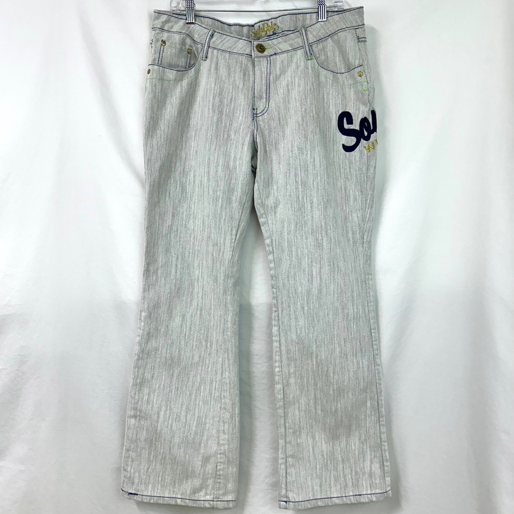 SOUTHPOLE Vintage Y2K Gray Embroidered Spell Out Logo Wide Leg Baggy Jeans 15